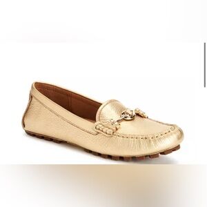 NWT authentic luxury minimalist Coach Arlene metallic tumbled leather loafer